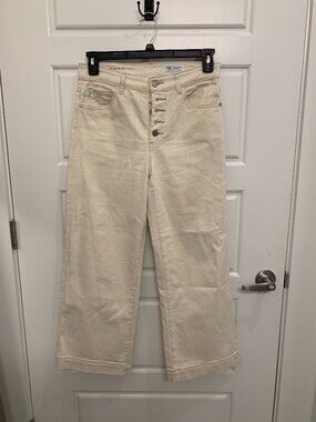 AG Cream Wide Leg Cropped Jeans